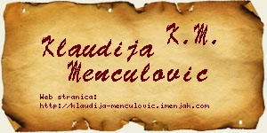 Klaudija Menčulović vizit kartica